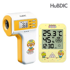 [최저가 도전] 휴비딕 뽀로로 비접촉식 체온계 PS-300 + 뽀로로 디지털 시계 온습도계 HT-2 세트